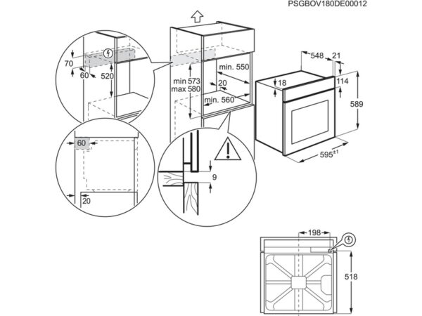 Four multifonction Pyrolyse ELECTROLUX EOF4P46X - 72 litre(s)