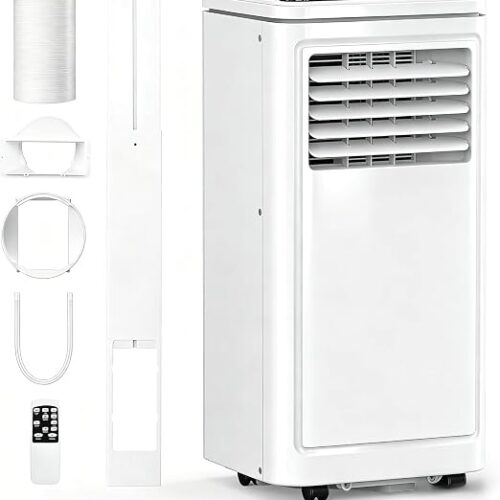 Electactic 8050 BTUs Climatiseur mobile pour pièces jusqu'à 400 mètres carrés, mini climatiseur pour chambre à coucher, avec mode déshumidificateur et ventilateur, télécommande, mode