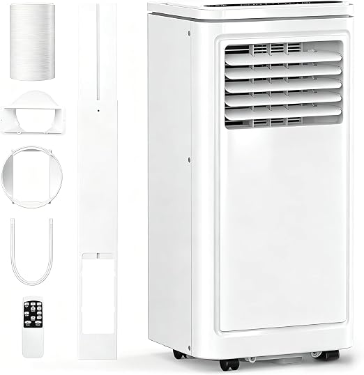 Electactic 8050 BTUs Climatiseur mobile pour pièces jusqu'à 400 mètres carrés, mini climatiseur pour chambre à coucher, avec mode déshumidificateur et ventilateur, télécommande, mode Electactic 8050 BTUs Climatiseur mobile pour pièces jusqu'à 400 mètres carrés, mini climatiseur pour chambre à coucher, avec mode déshumidificateur et ventilateur, télécommande, mode